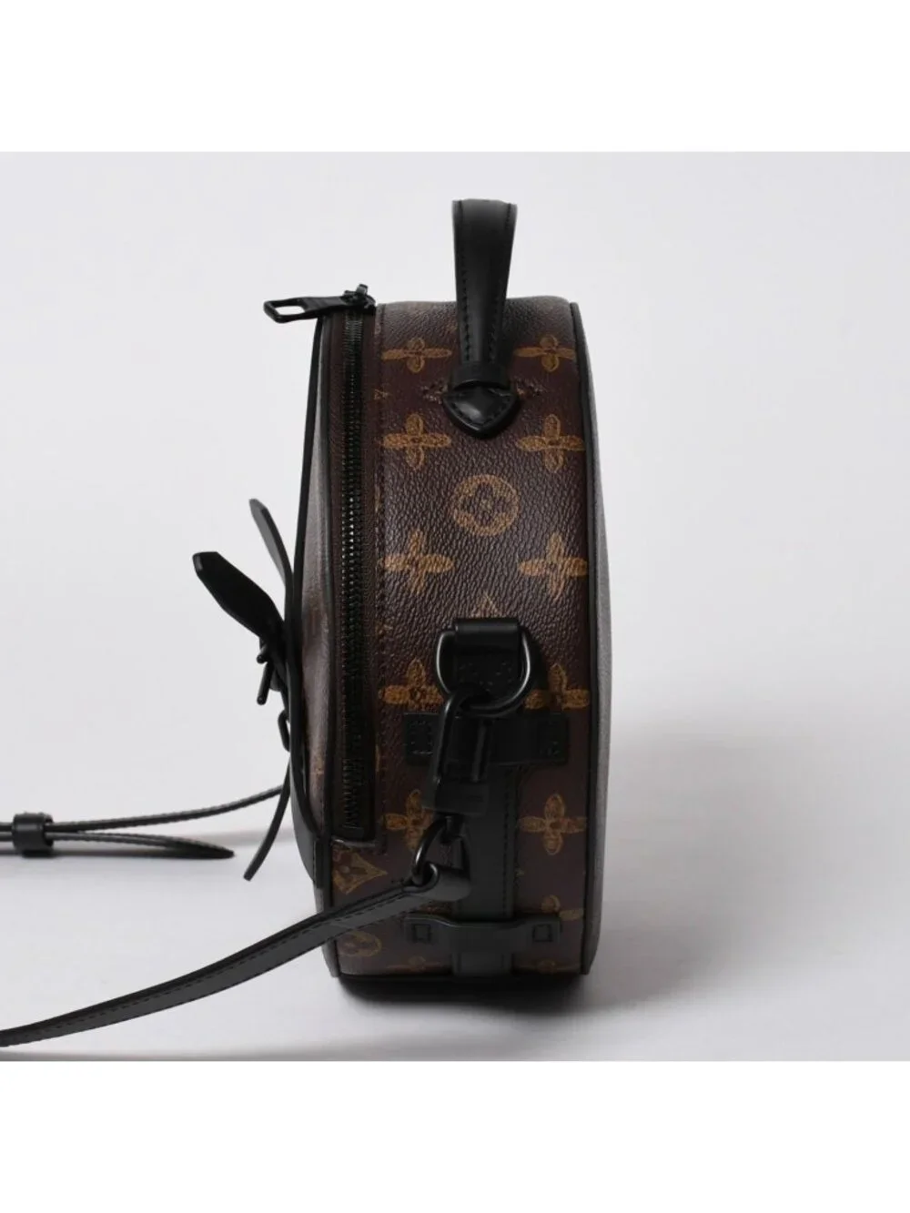 Louis Vuitton Wheel Box Shoulder Bag Monogram Canvas Calfskin Mud Black
